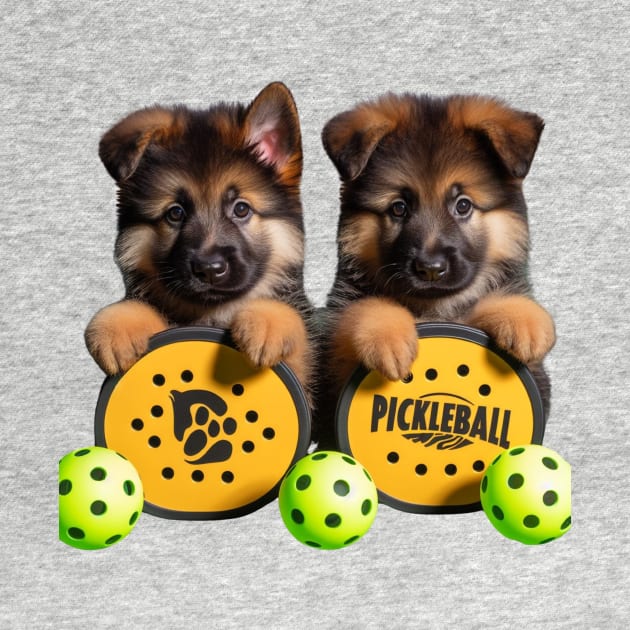 German Shepherd Puppies Pickleball Design by Battlefoxx Living Earth